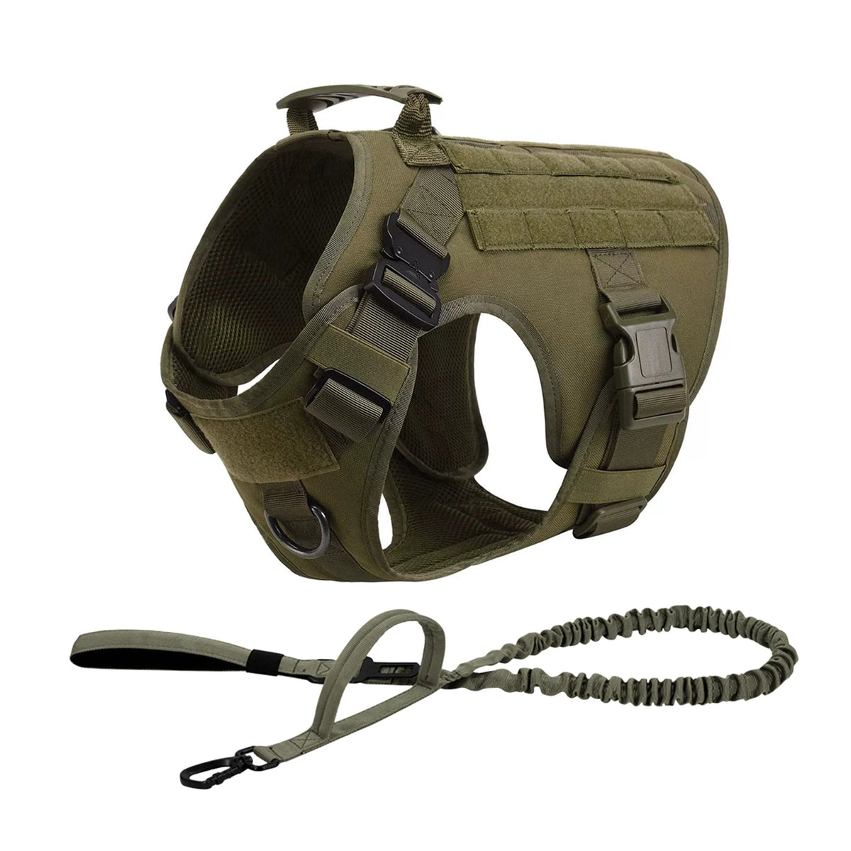 Tactical Dog Harness Collar Leash with Pouches For Medium & Large Dogs