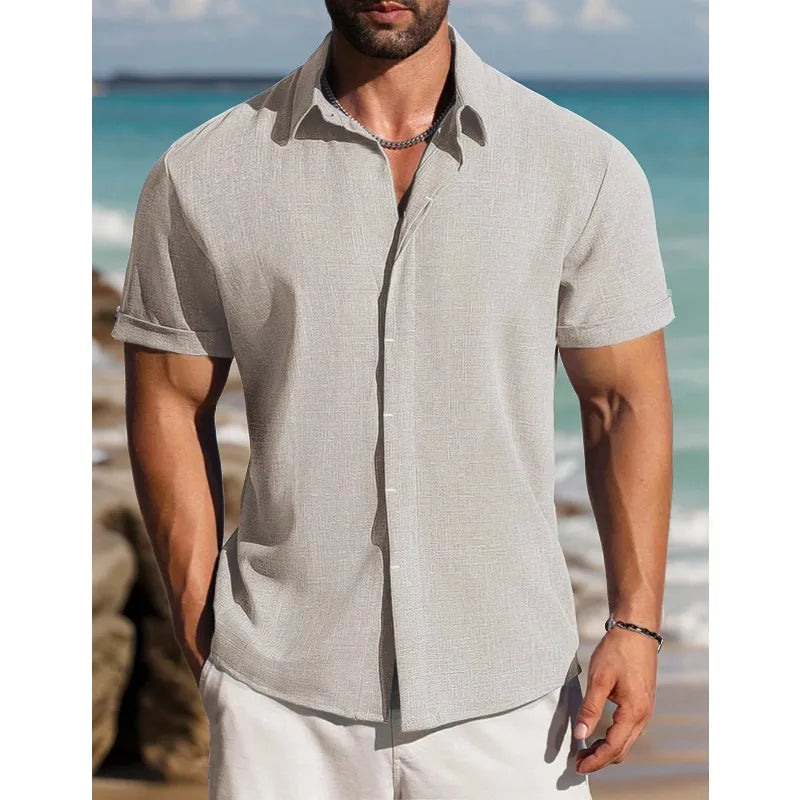 Men's Linen Short Sleeve Shirt For Breathable Everyday Comfort