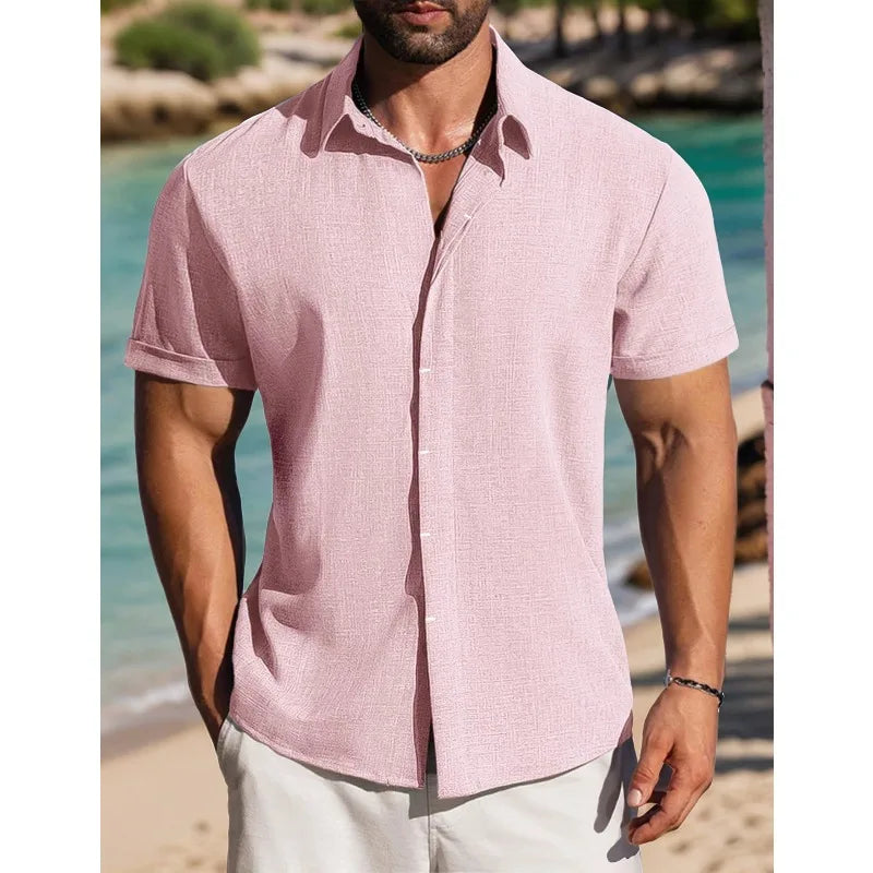 Men's Linen Short Sleeve Shirt For Breathable Everyday Comfort
