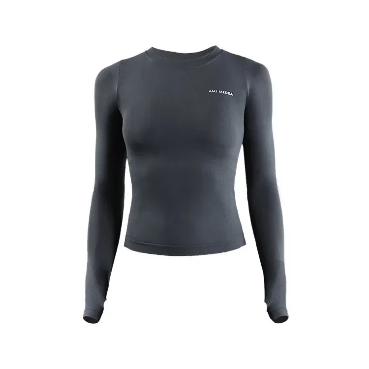 Women Yoga Long Sleeve Top Breathable Quick Dry Polyester Spandex