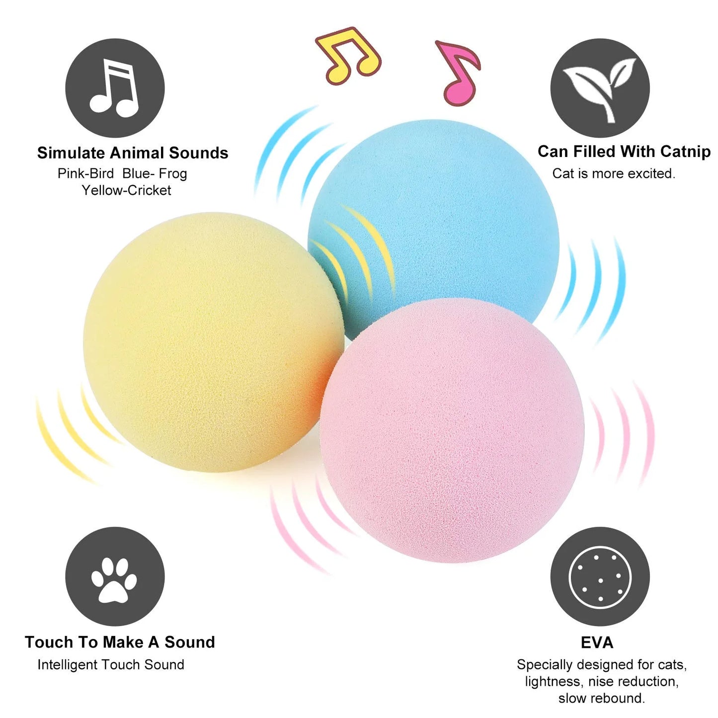 Interactive Plush Cat Ball Squeak Toy With Catnip Training