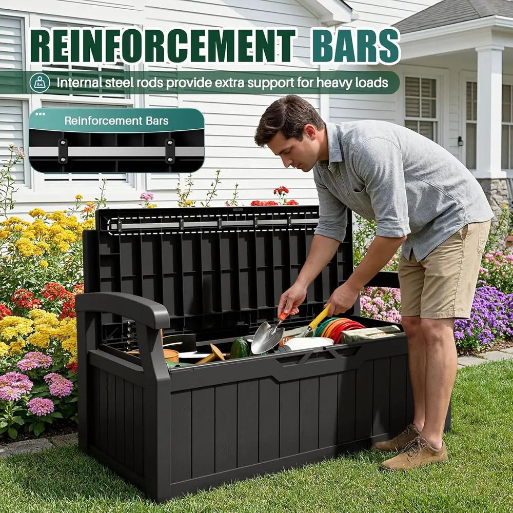 LISM Lockable Deck Box Storage Bench for Patio Furniture