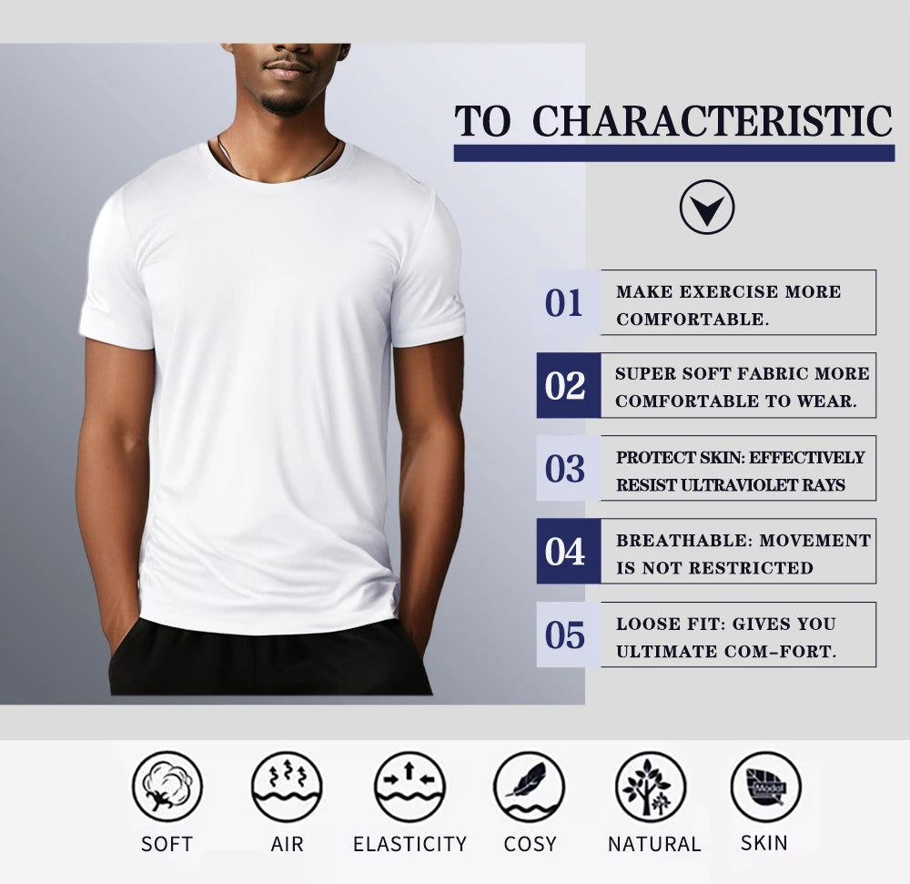 Mens Quick Dry Short Sleeve Polyester Shirts 5 Pack Breathable