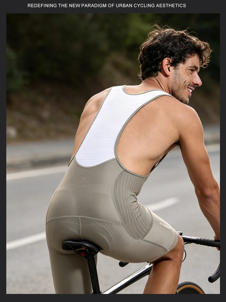 Men's Cycling Bib Pants Anti Slip Leg Grips Padded