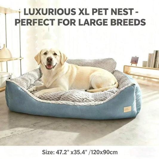 Comfortable Warm Plaid Pattern Dog Bed With Polyester Filling