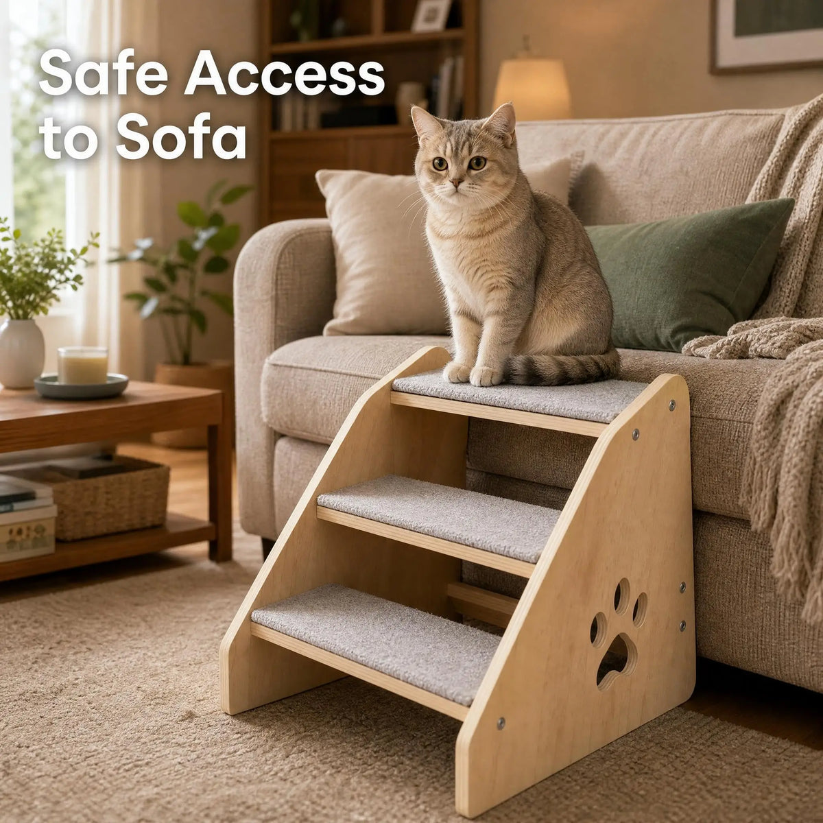 Wooden Pet Stairs for Dogs and Cats With Easy Access