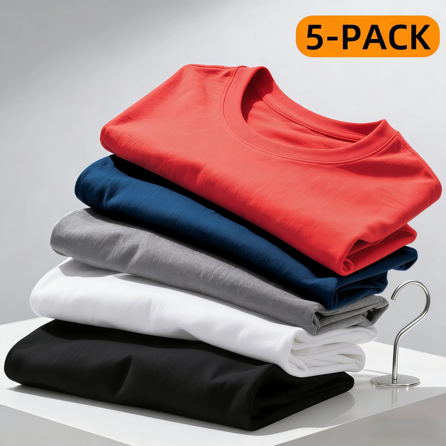 Mens Quick Dry Short Sleeve Polyester Shirts 5 Pack Breathable