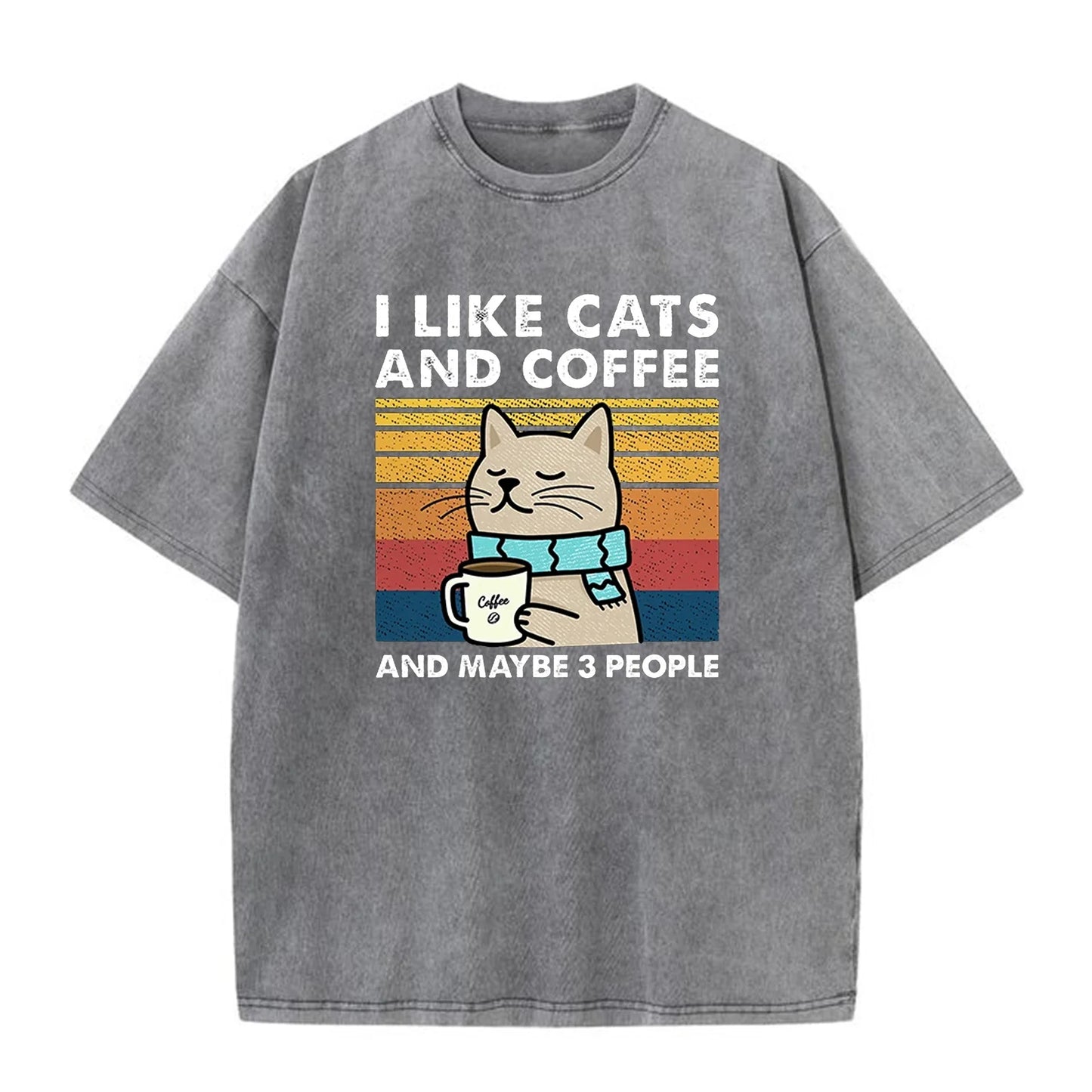 Unisex I Love Cats And Coffee Graphic Print Cotton T Shirt