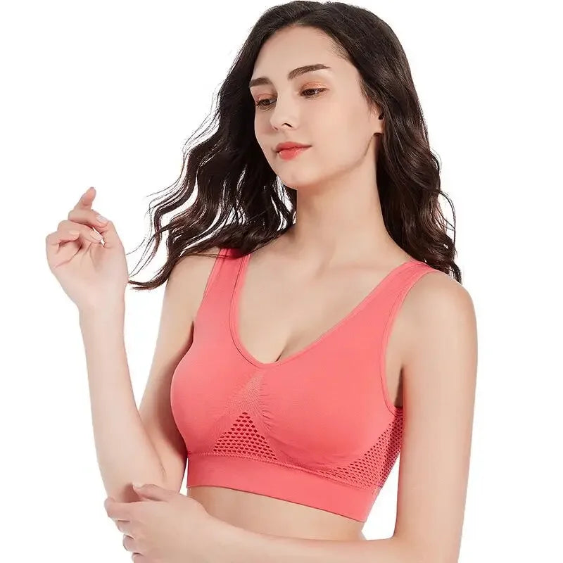 Yoga Sports Bra With Removable Pads Breathable Polyester