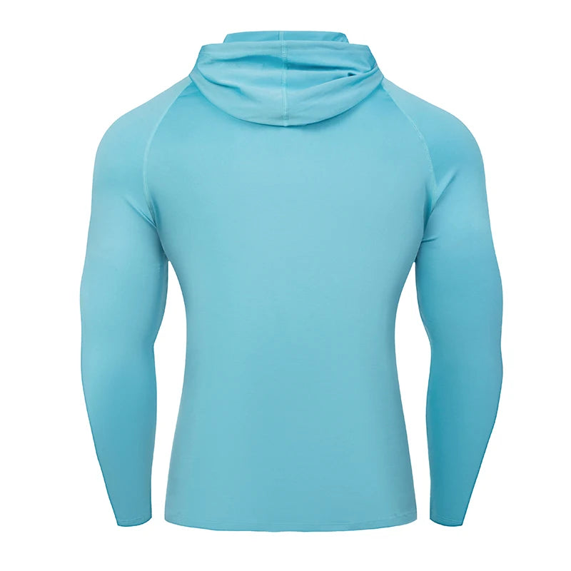 Mens Fitness Hooded T Shirt Polyester Training Top