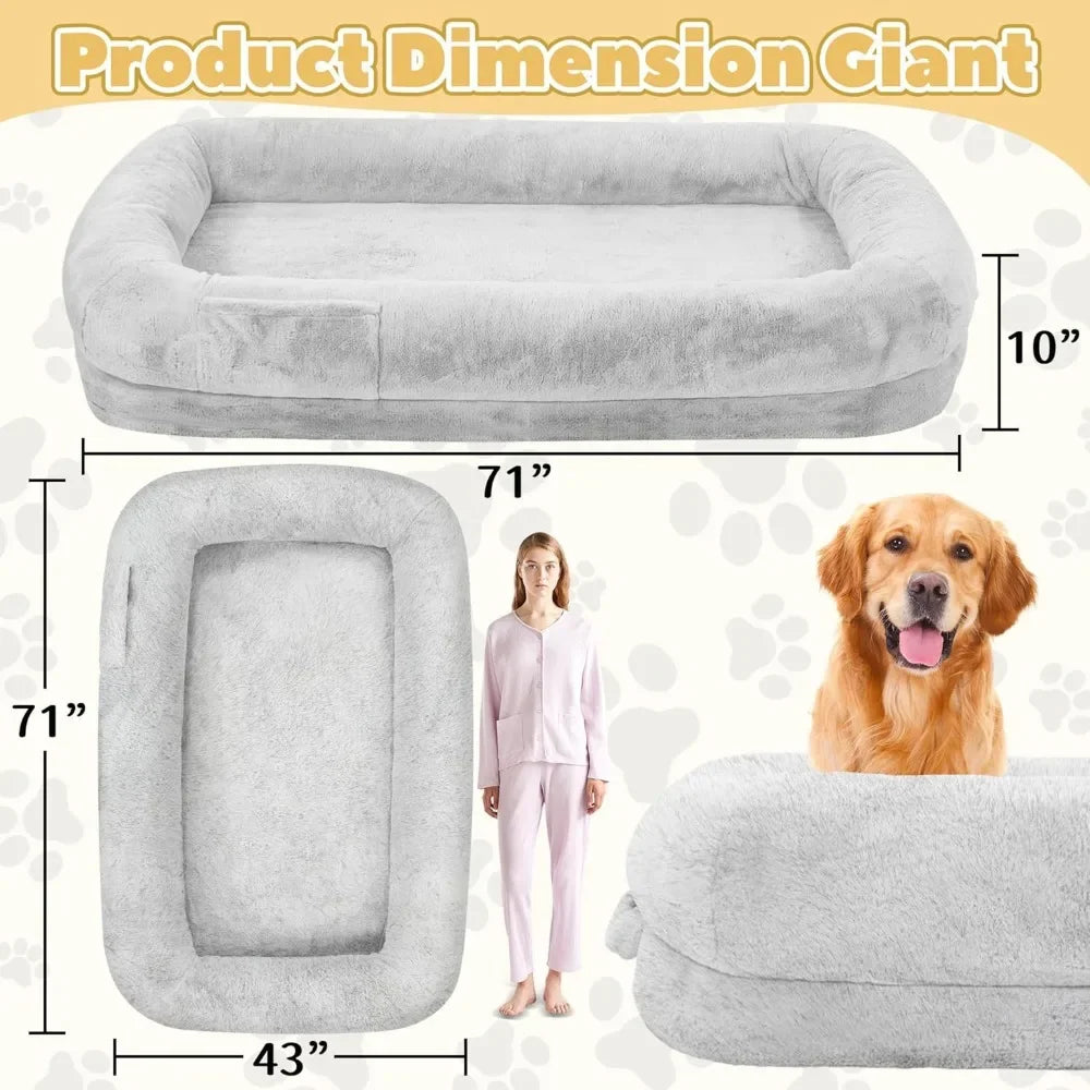 71" Dog Bed, Removable Cover, Washable, Waterproof, Orthopedic Design