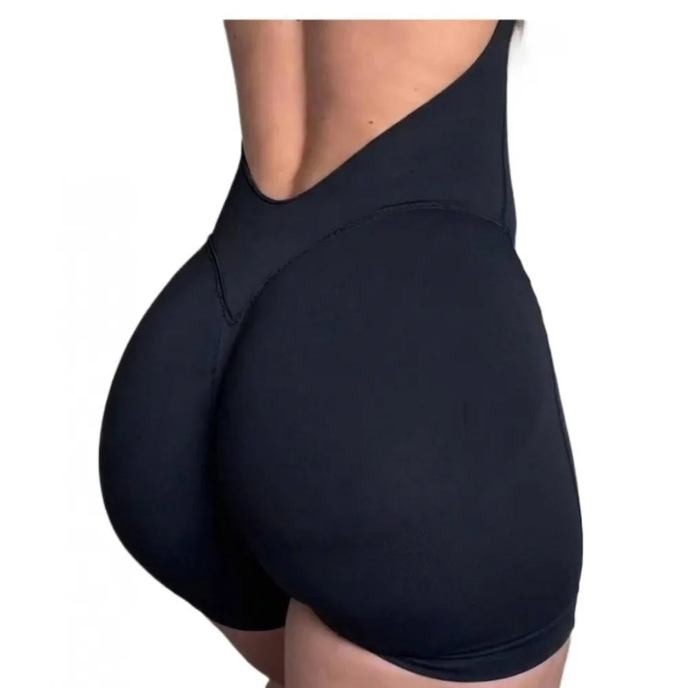 Seamless Nylon Blend Women Long Sleeve Yoga Jumpsuit With Shorts