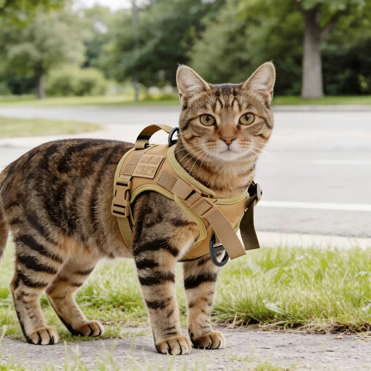 Tactical Cat Harness Vest And Leash Set Adjustable Escape Proof