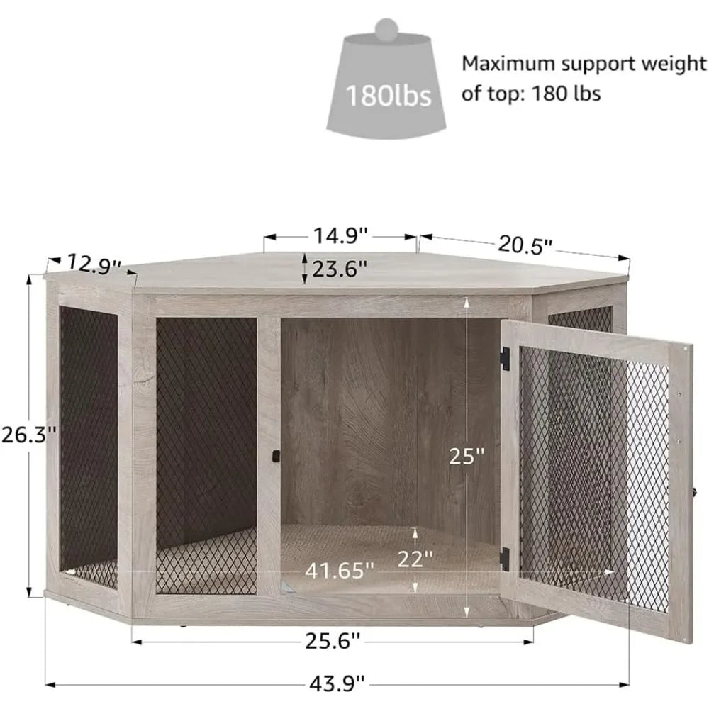 Indoor Furniture Style Corner Dog Crate for Small to Medium Dogs