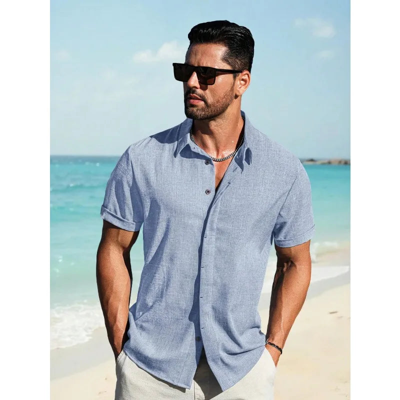 Men's Linen Short Sleeve Shirt For Breathable Everyday Comfort