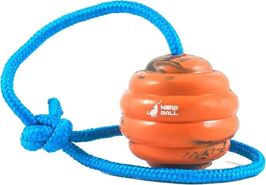 Pro K9 Dog Training Ball on Rope Natural Rubber Durable
