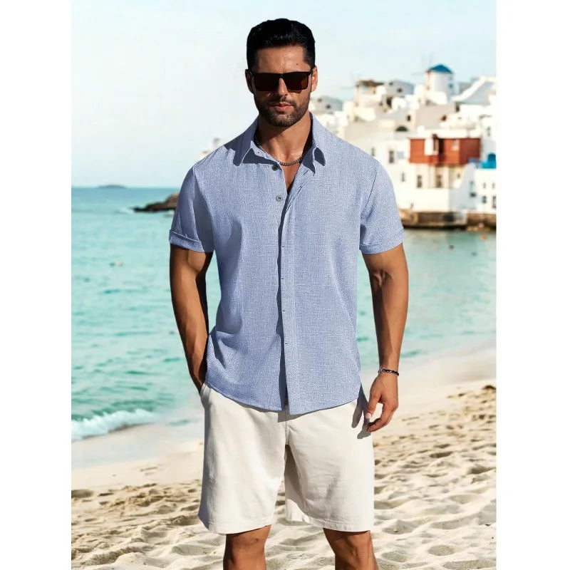 Men's Linen Short Sleeve Shirt For Breathable Everyday Comfort