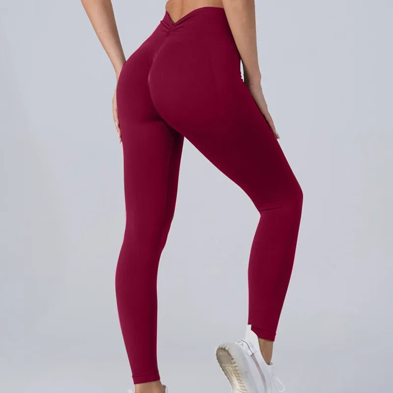 Seamless Mid Waist Yoga Pants For Running And Gym Training