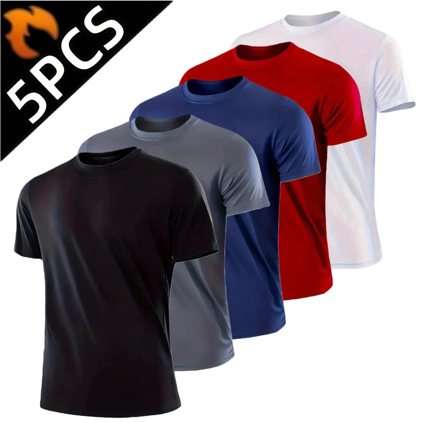 Men Quick Dry Basic Short Sleeve Shirts 5 Pack Essential