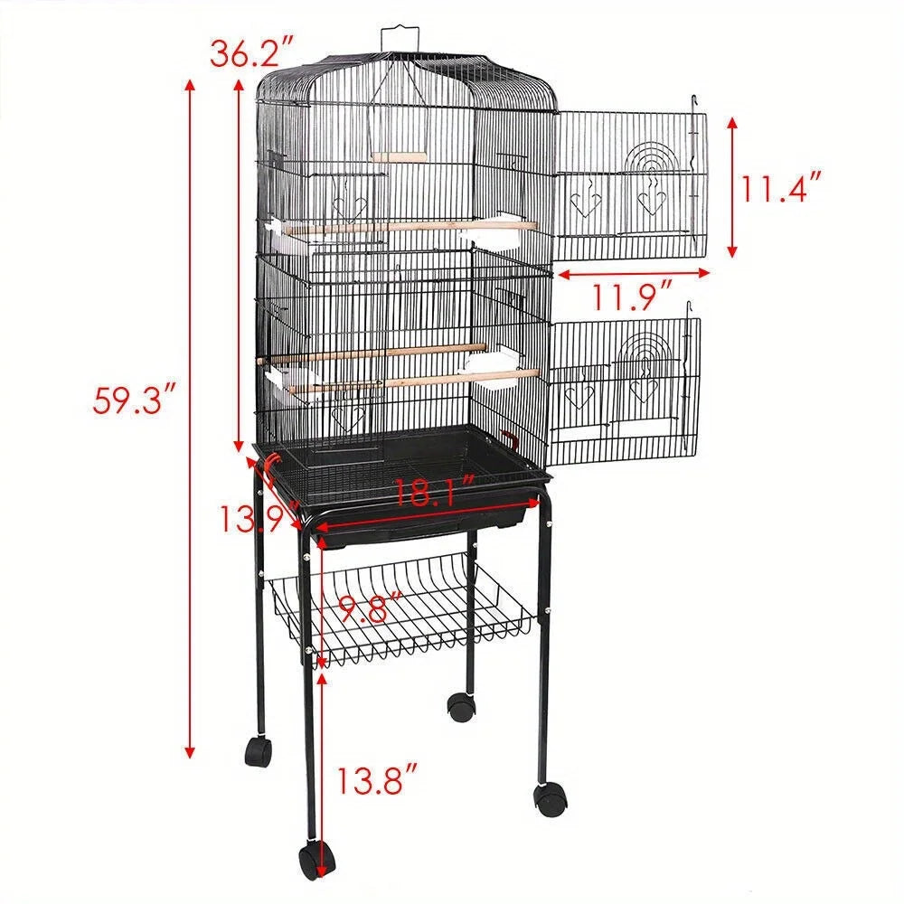 Bird cage steel top with rolling brackets