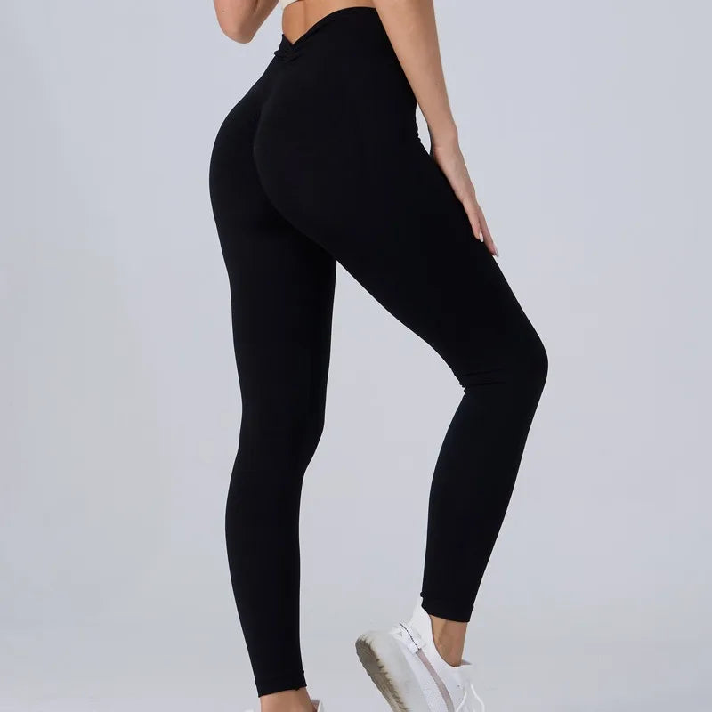 Seamless Mid Waist Yoga Pants For Running And Gym Training