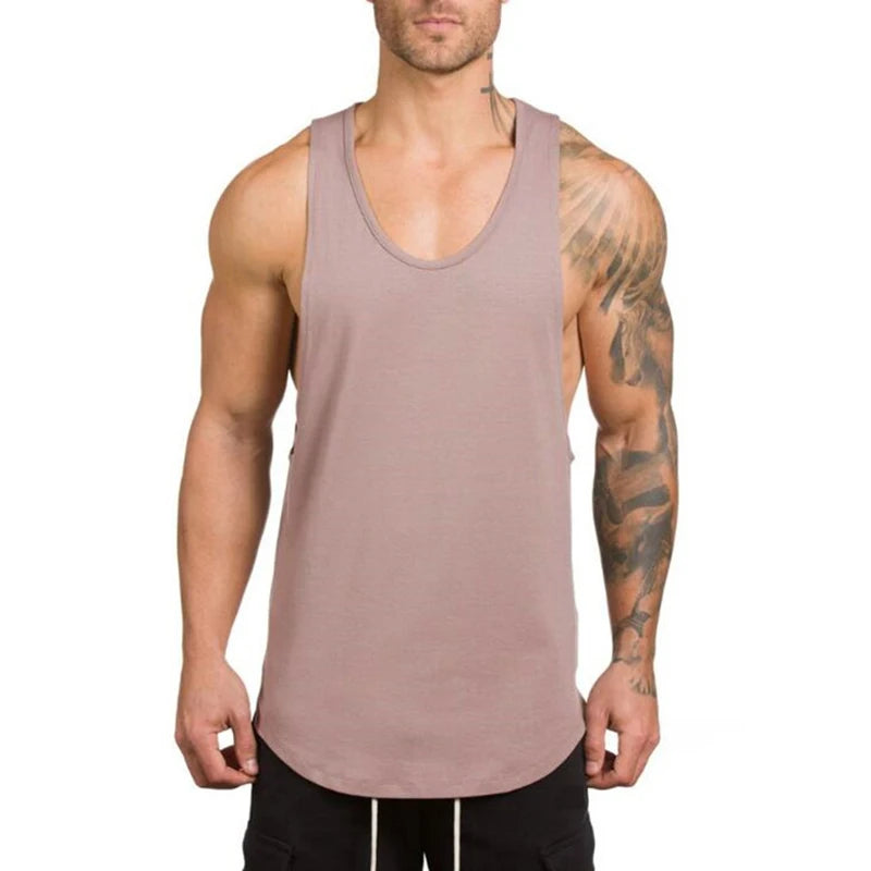 Cotton Breathable Sleeveless Muscle Tank Tops For Men