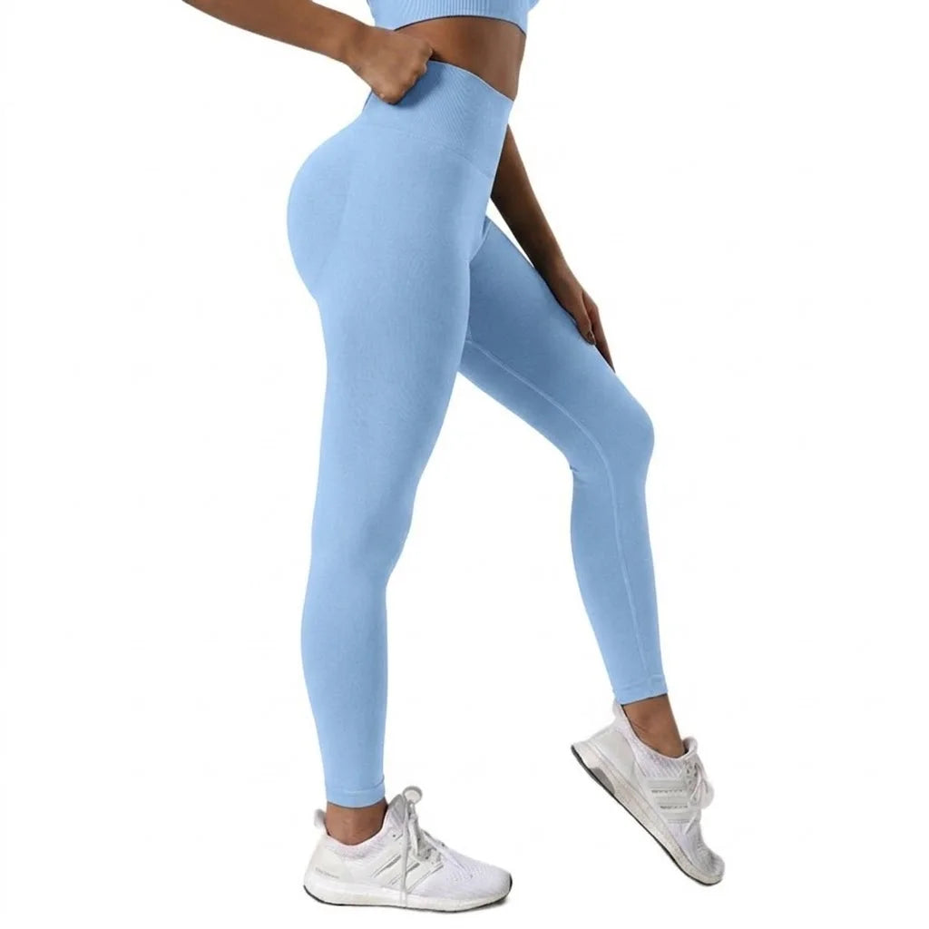 Seamless Mid Waist Yoga Pants For Running And Gym Training