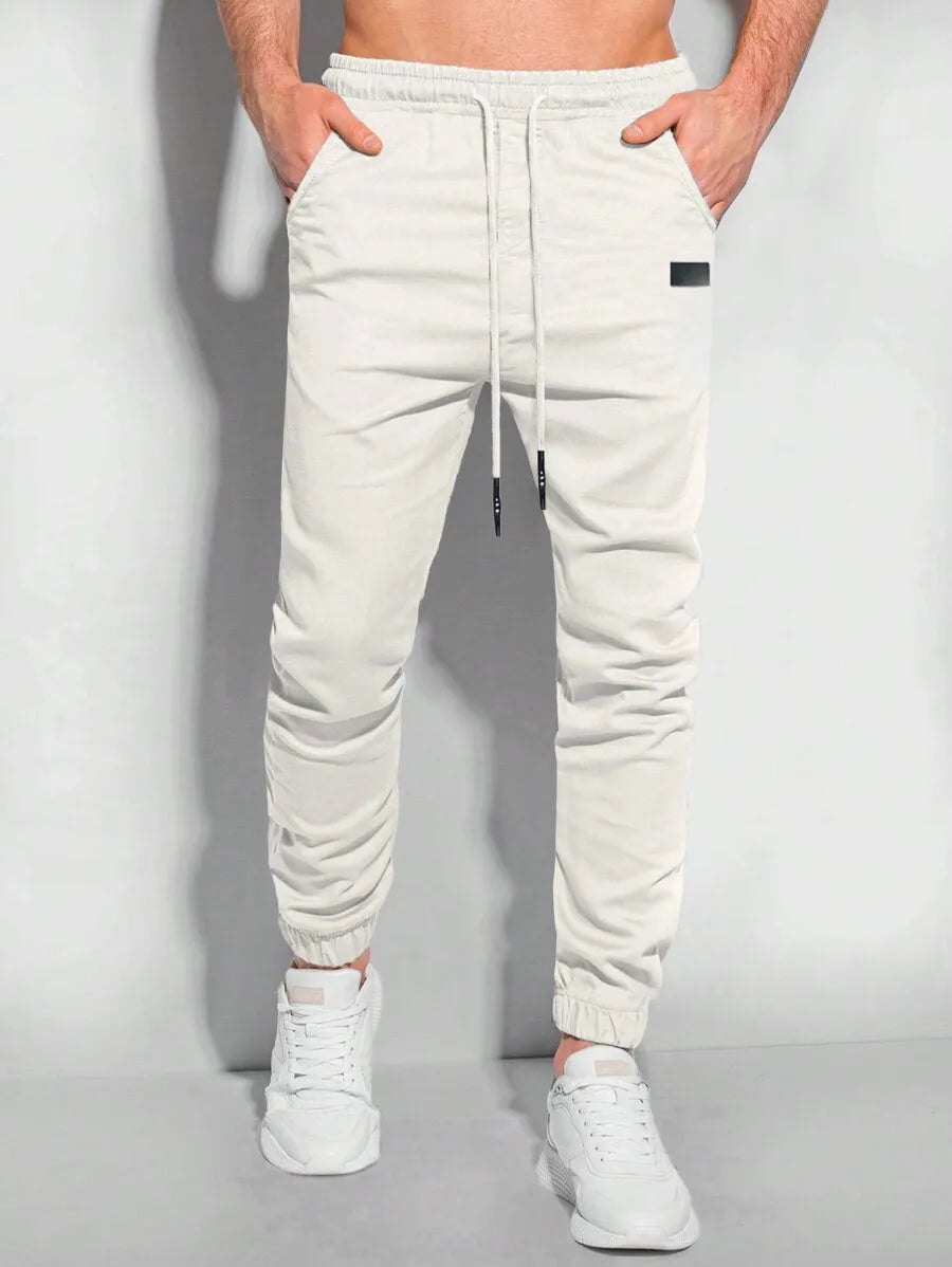 Men's Jogger Pants With Drawstring Waist And Ribbed Hem