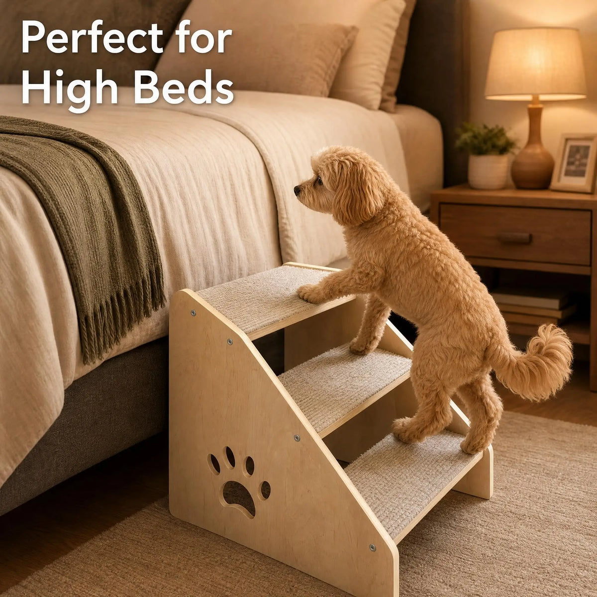 Wooden Pet Stairs for Dogs and Cats With Easy Access
