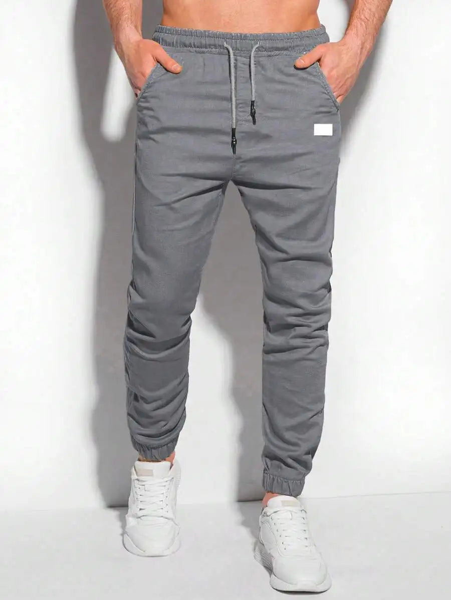 Men's Jogger Pants With Drawstring Waist And Ribbed Hem