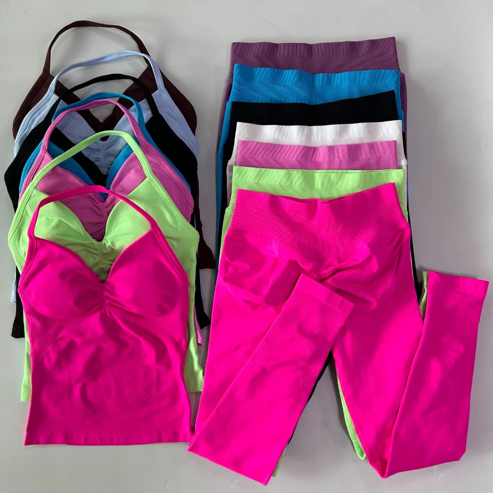 Seamless Womens Workout Set With Tank Top And Leggings