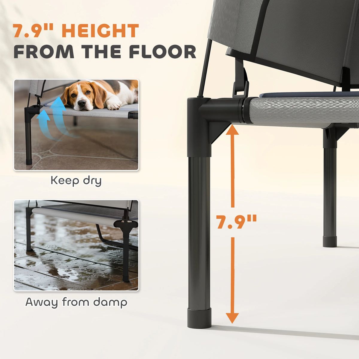 Portable Elevated Dog Bed With Removable Canopy And Storage Bag