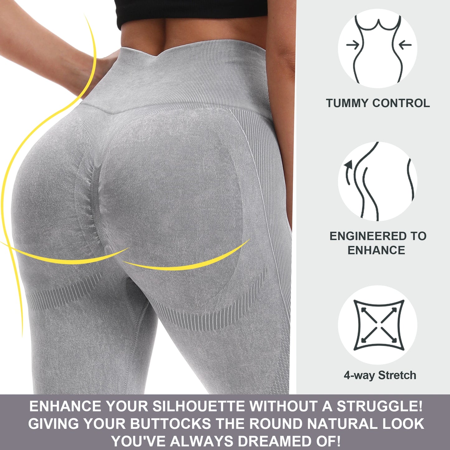 Women High Waisted Fitness Leggings 2 Pack For Gym Running
