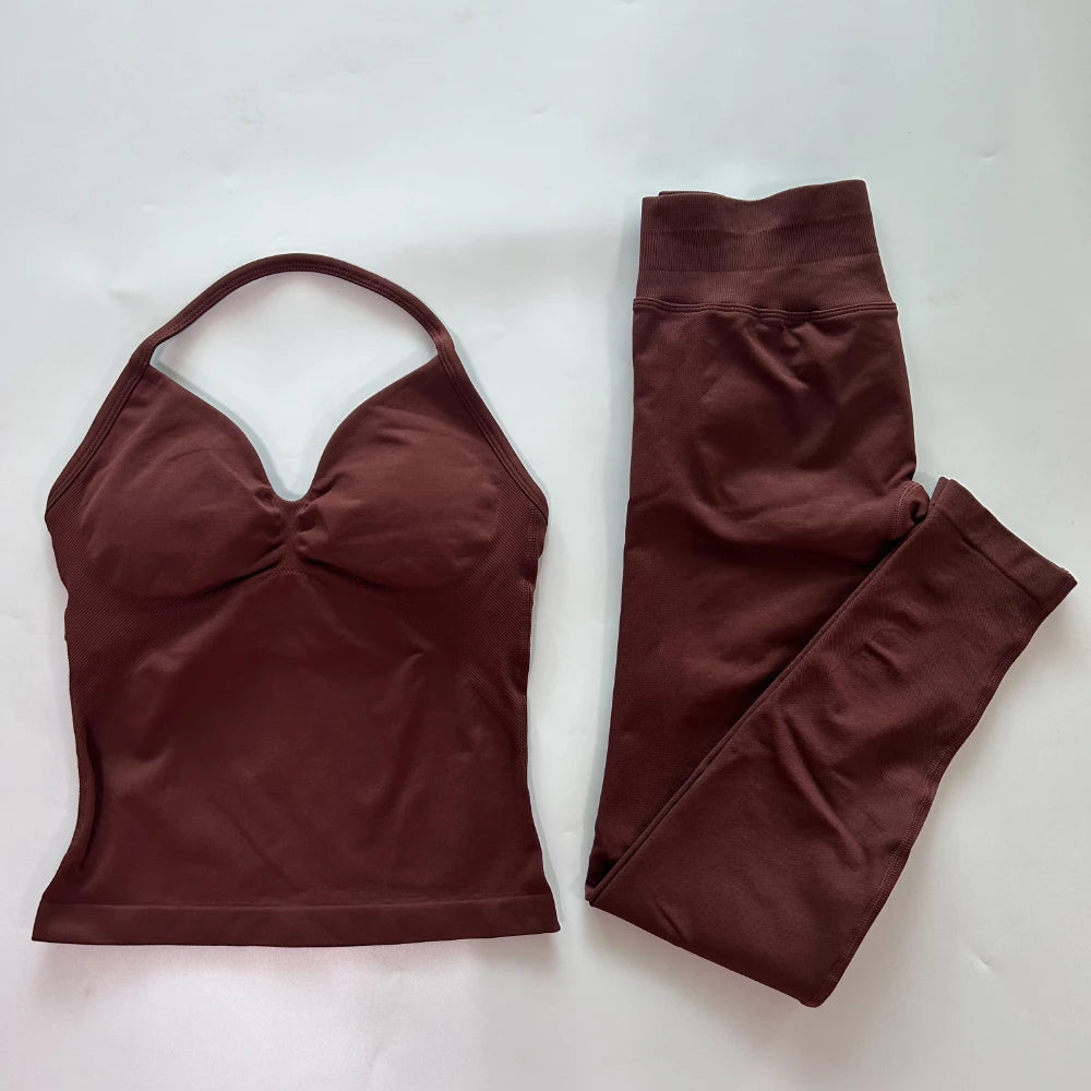 Seamless Womens Workout Set With Tank Top And Leggings