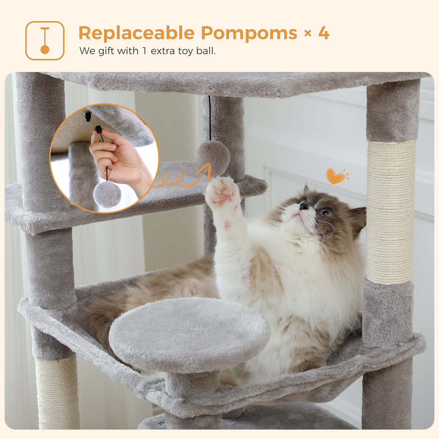 Large Cat Tree And Tower For Indoor Cats With Hammocks