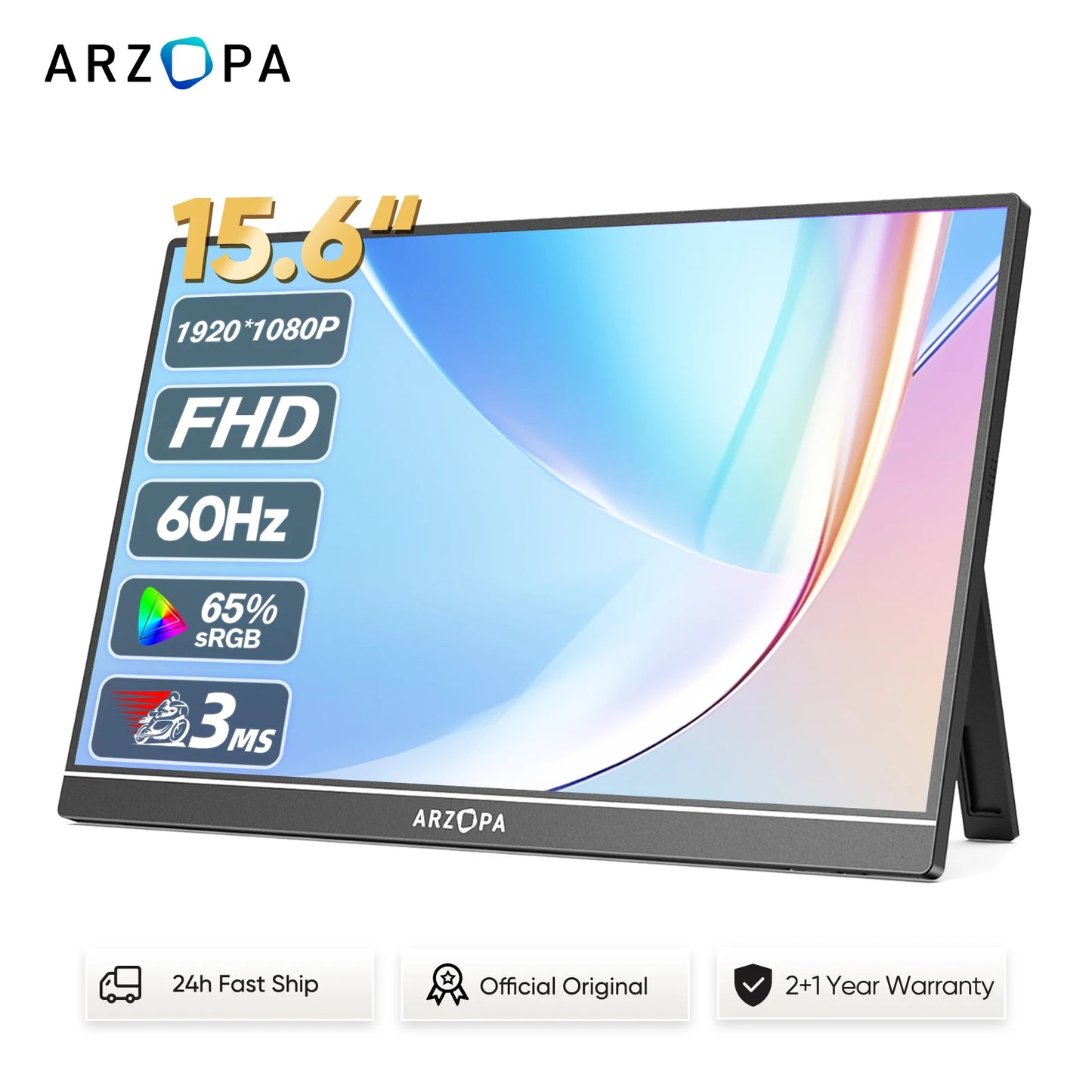 Arzopa Type C Portable Monitor IPS 1080P USB C Mini HDMI External Second Screen