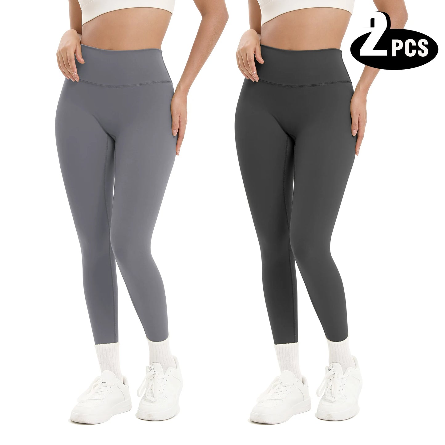 Women High Waisted Fitness Leggings 2 Pack For Gym Running