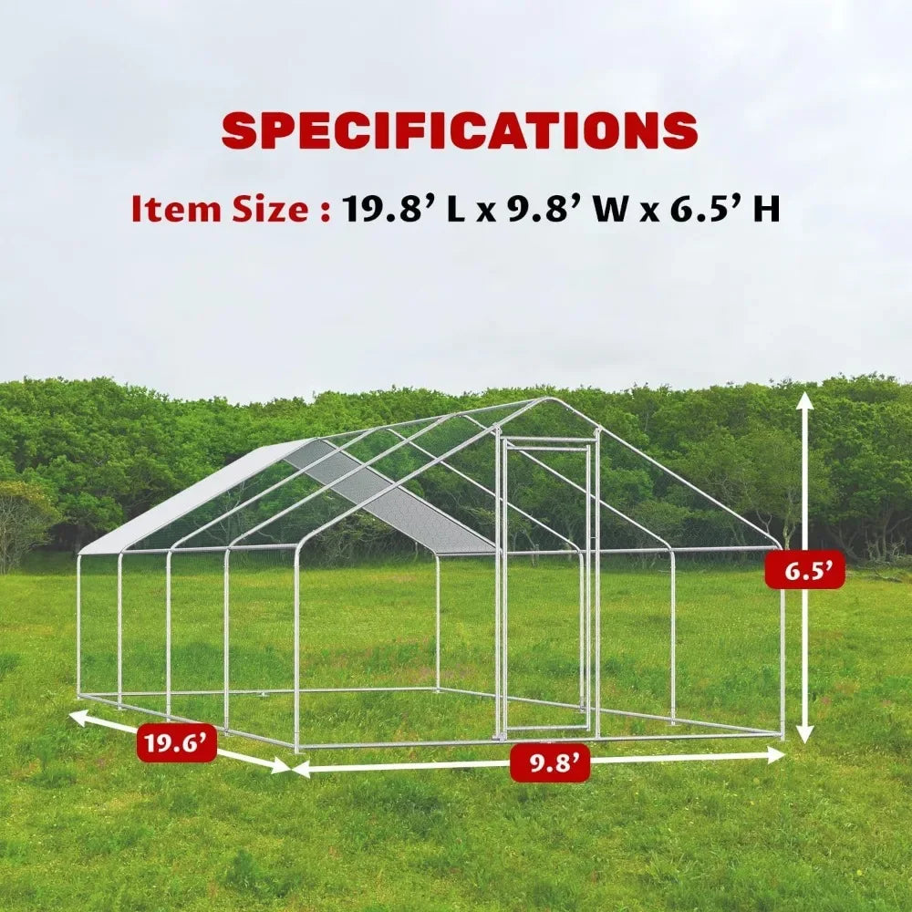 4 Unit Large Metal Walk-in Poultry Cage with Waterproof and Anti-UV Cover