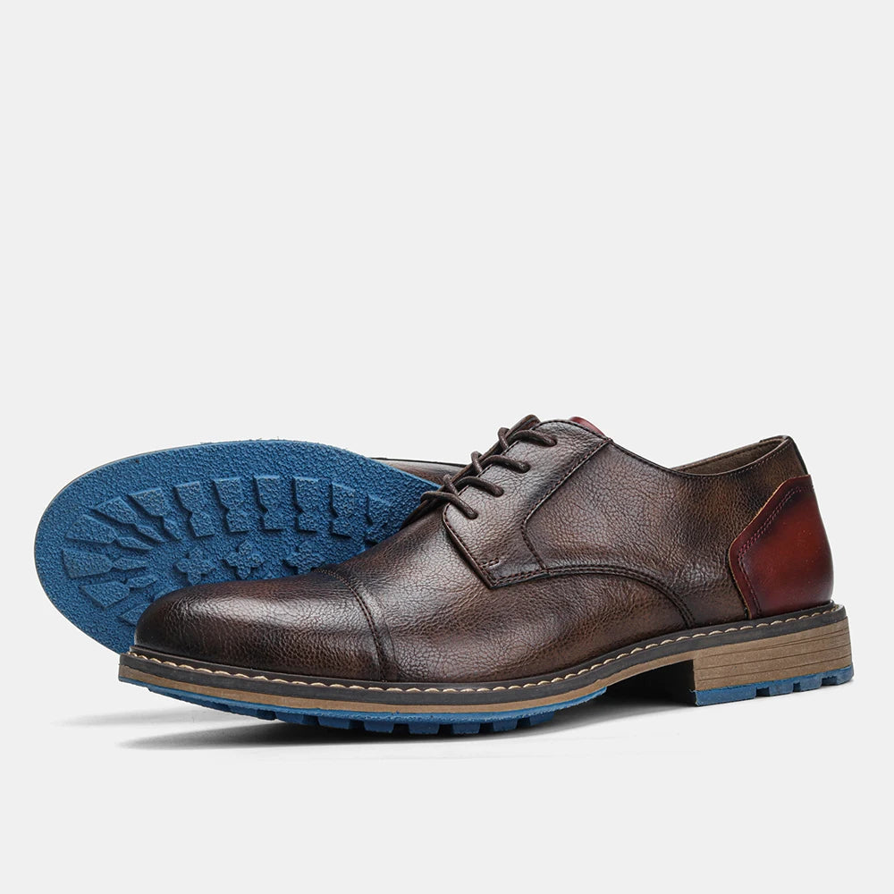 Journey Mens Casual Cap Toe Oxford Leather Dress Shoes