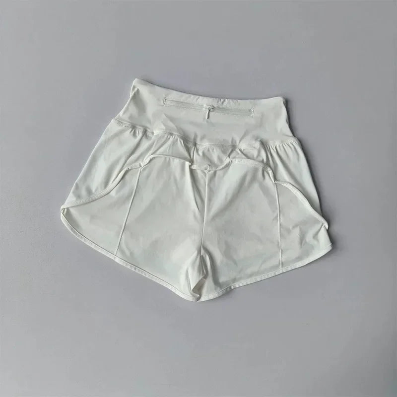 Women High Waist Yoga Sports Shorts With Anti Glare Lining