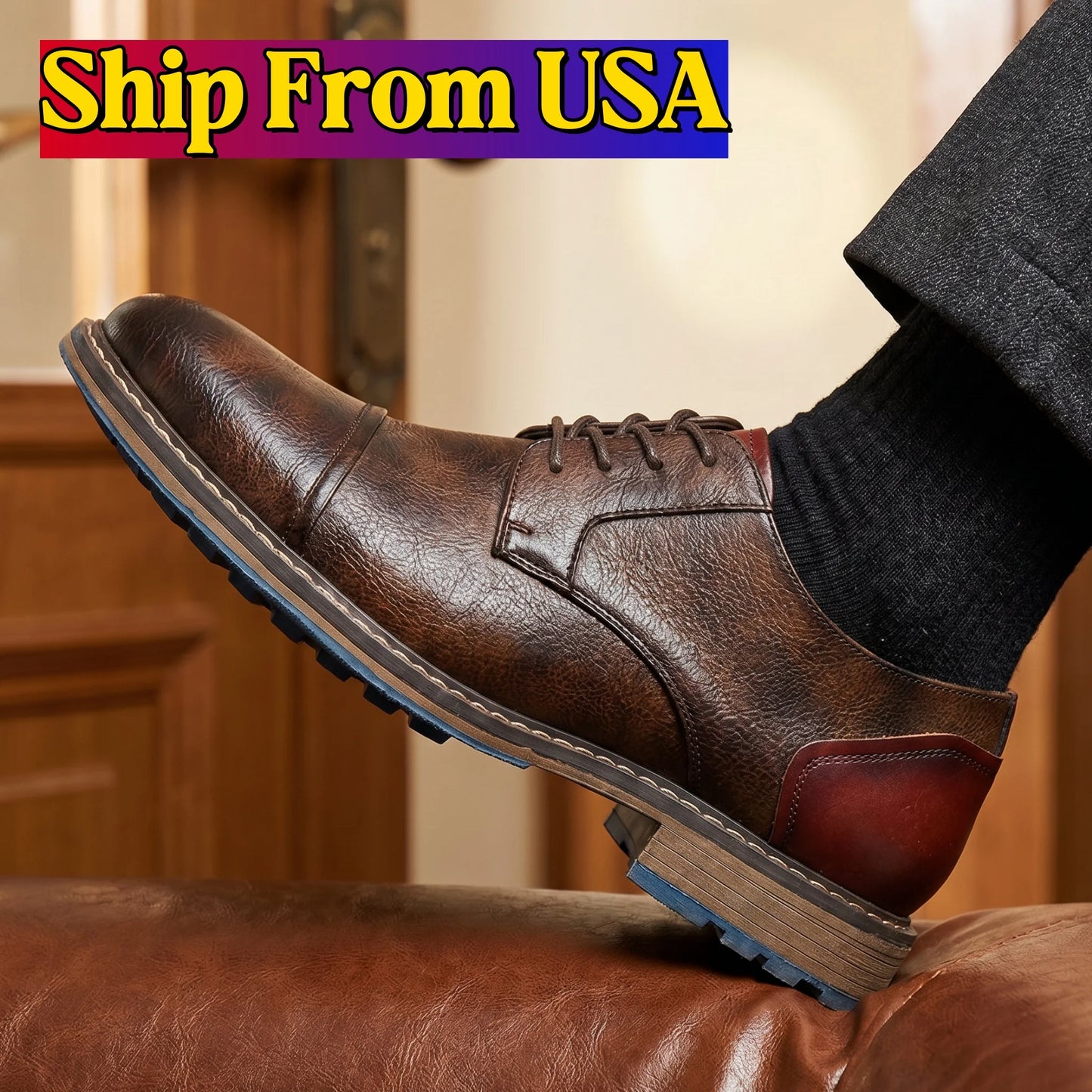 Journey Mens Casual Cap Toe Oxford Leather Dress Shoes