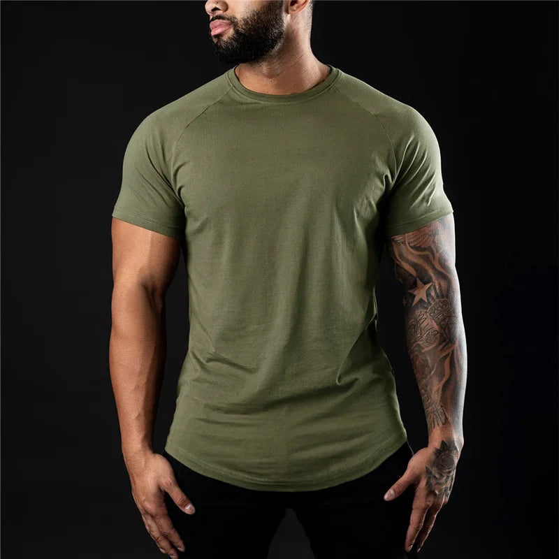Plain Gym Tee For Mens Cotton Breathable Slim Fit Workout