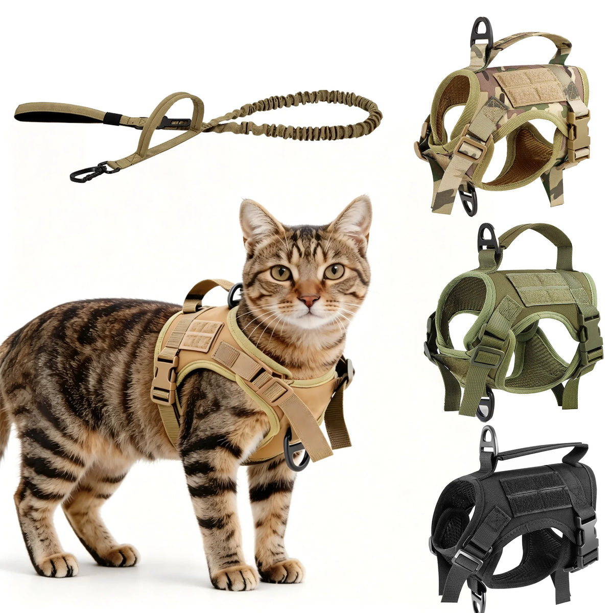 Tactical Cat Harness Vest And Leash Set Adjustable Escape Proof