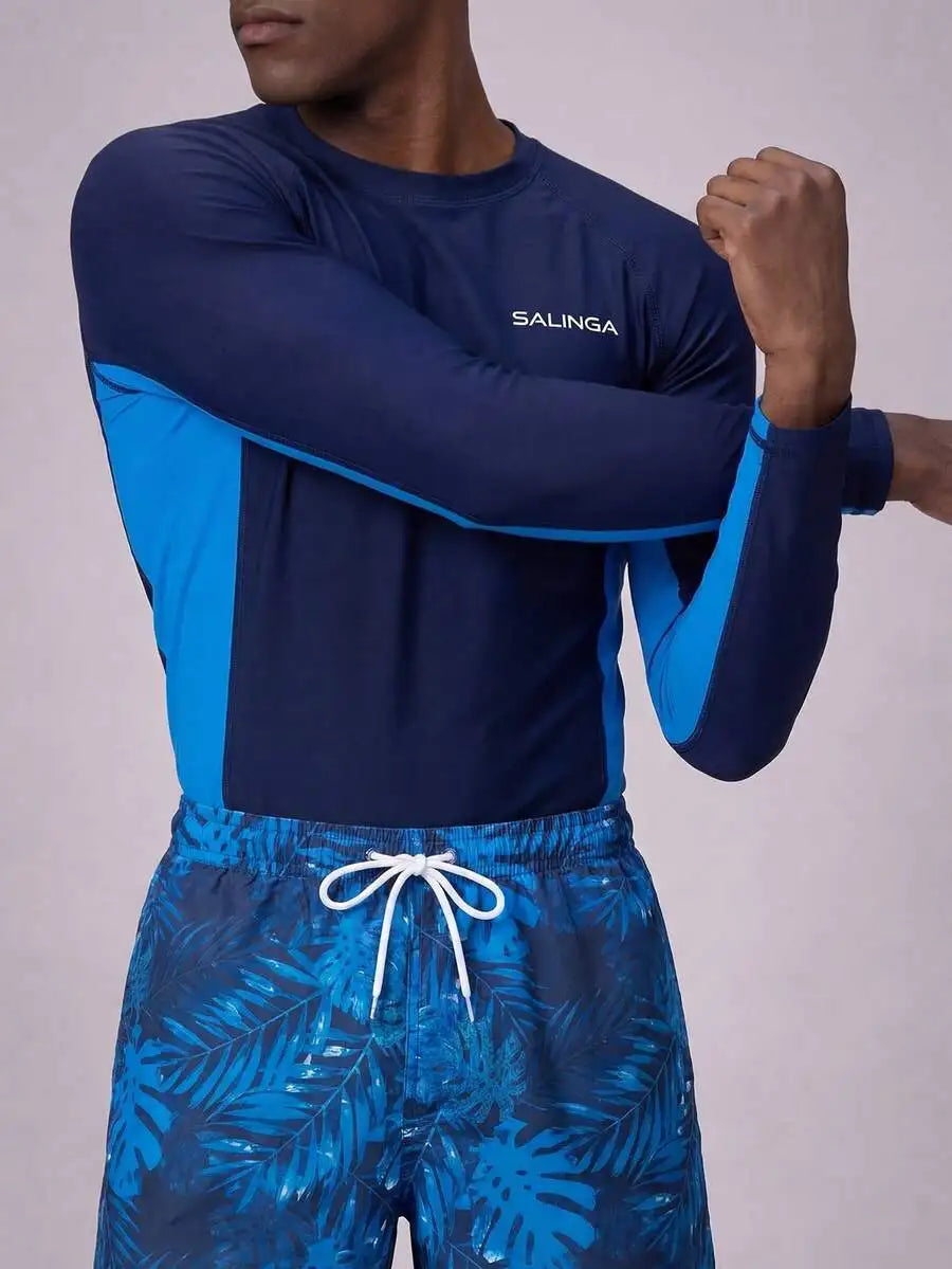 Men's Long Sleeve Rash Guard And Swim Shorts For Surfing