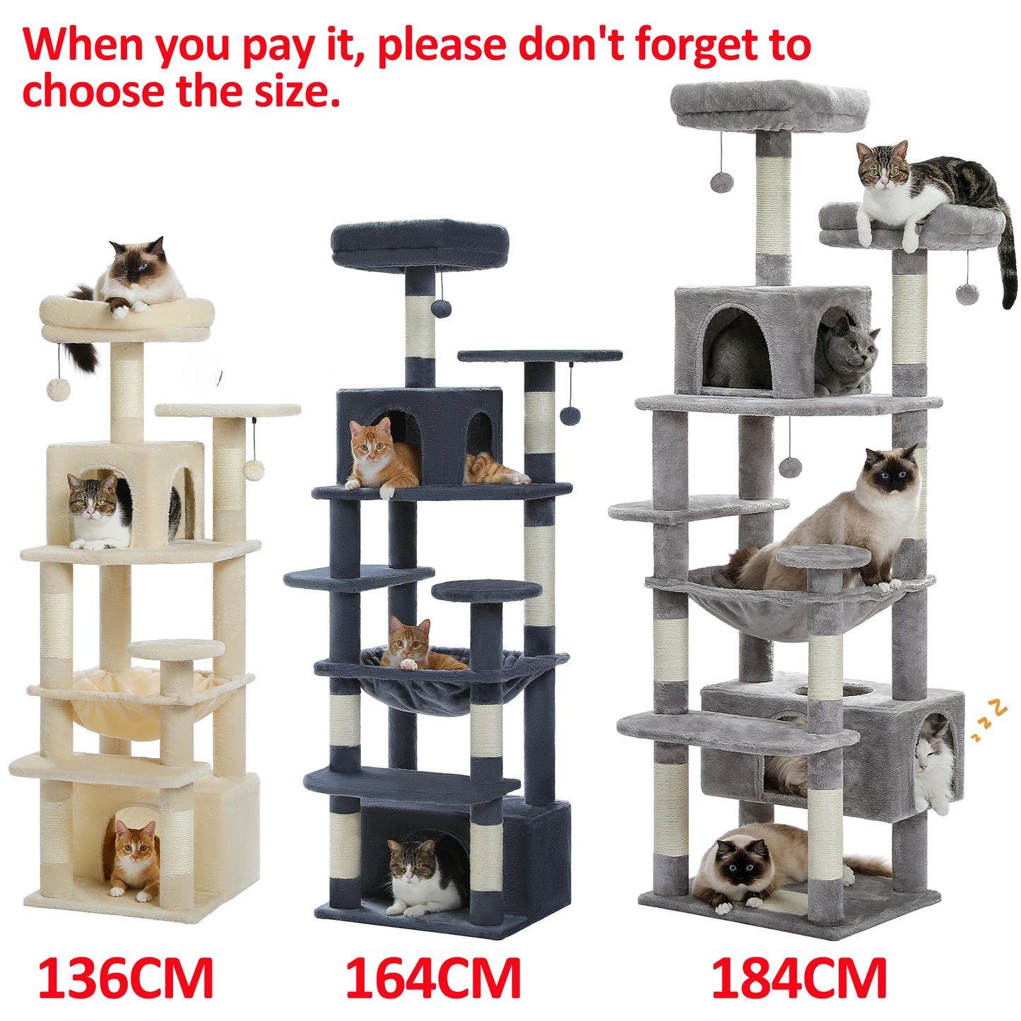 Large Cat Tree And Tower For Indoor Cats With Hammocks