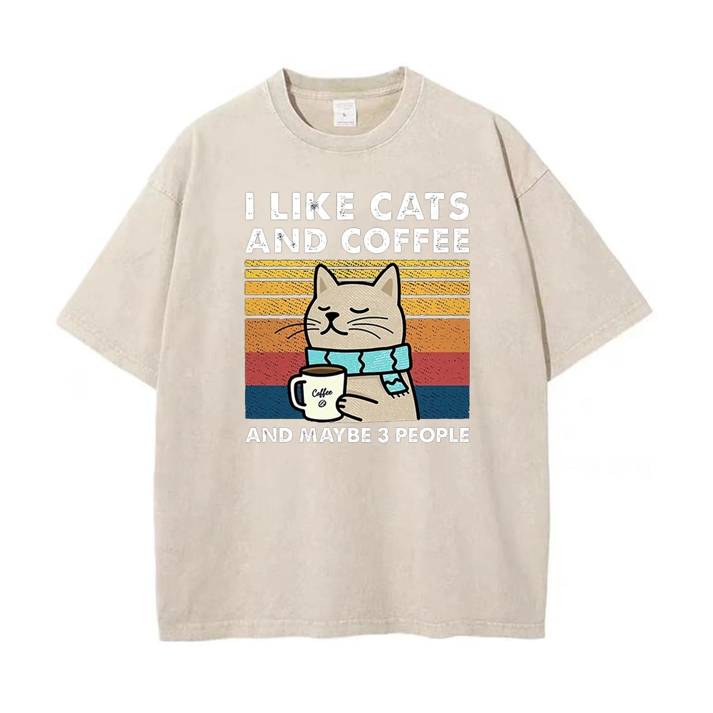 Unisex I Love Cats And Coffee Graphic Print Cotton T Shirt