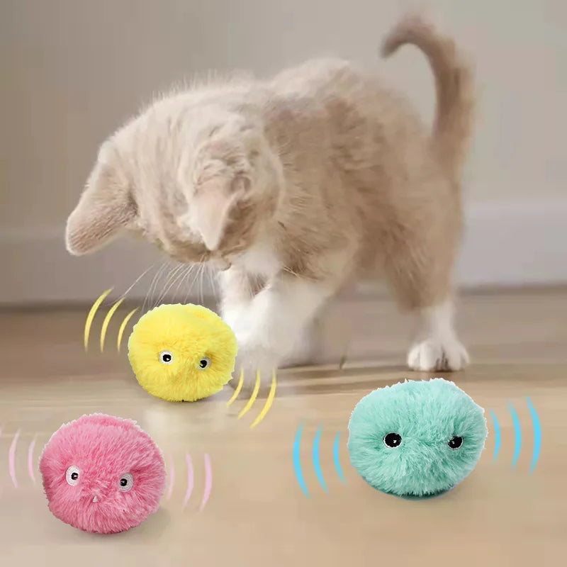 Interactive Plush Cat Ball Squeak Toy With Catnip Training