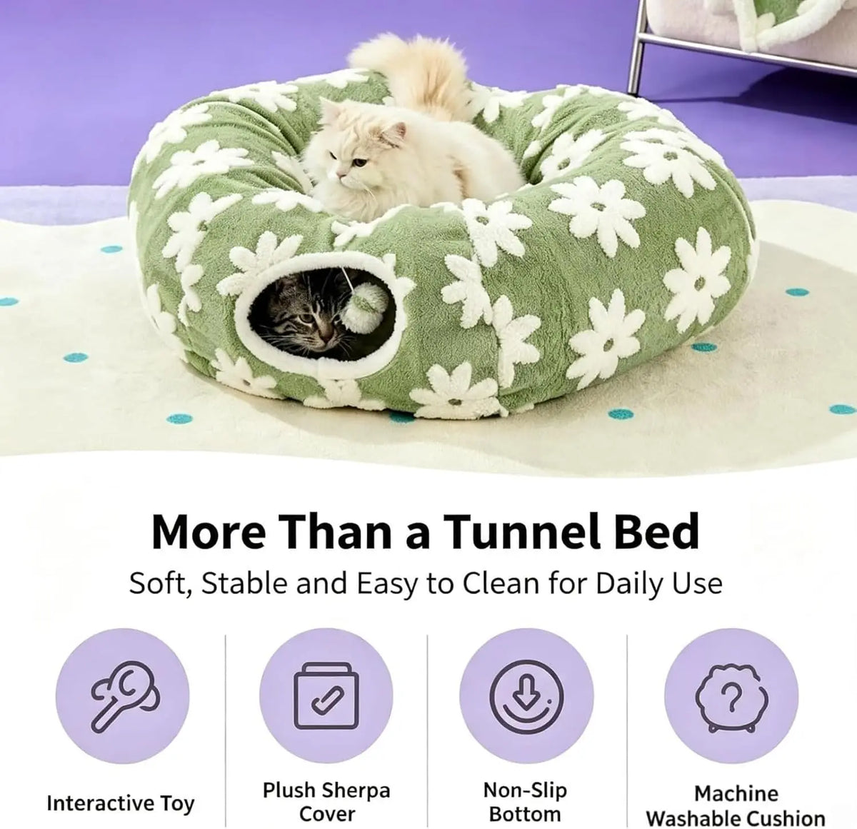 Cat Plush Foldable Tunnel Bed for Cozy Indoor Playtime