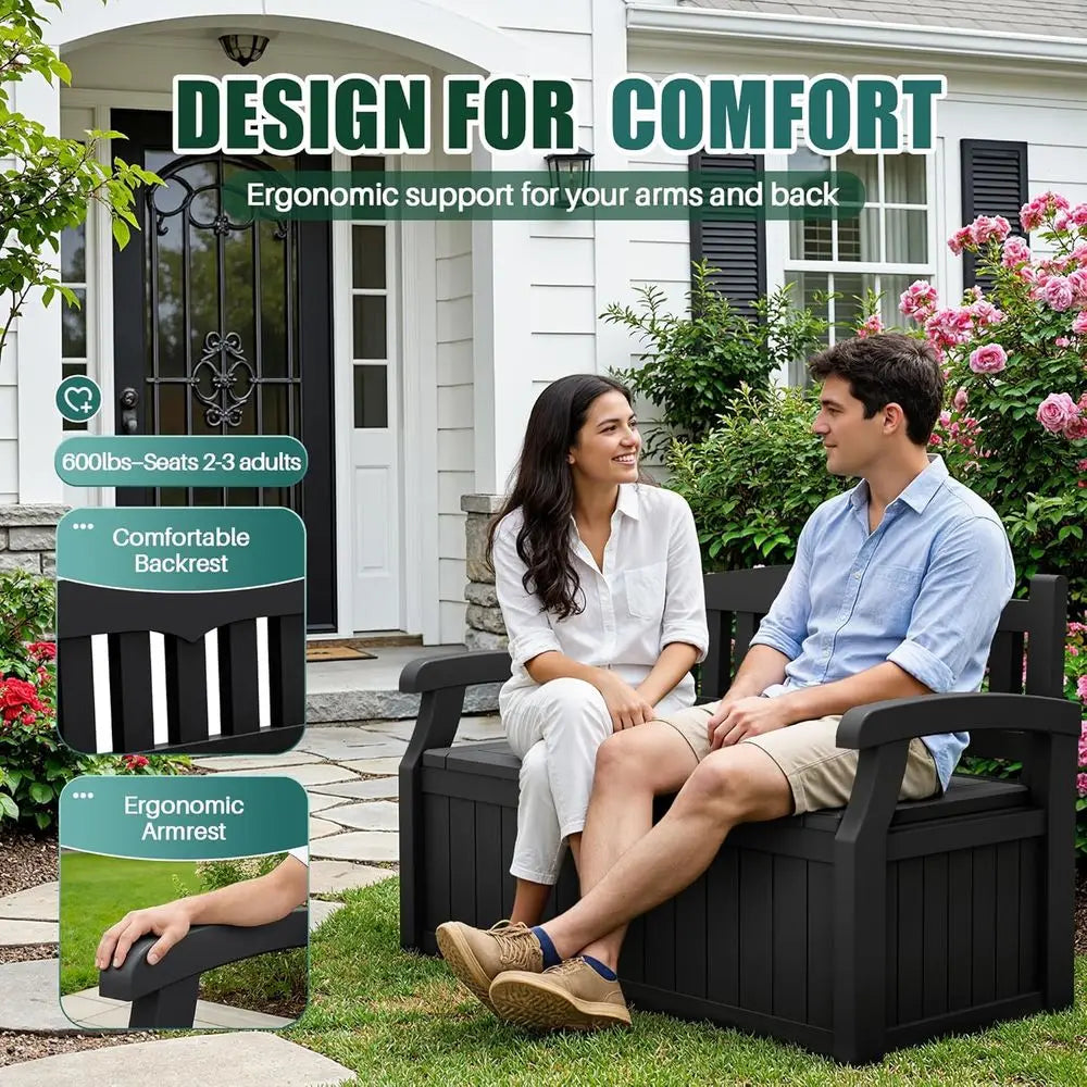 LISM Lockable Deck Box Storage Bench for Patio Furniture