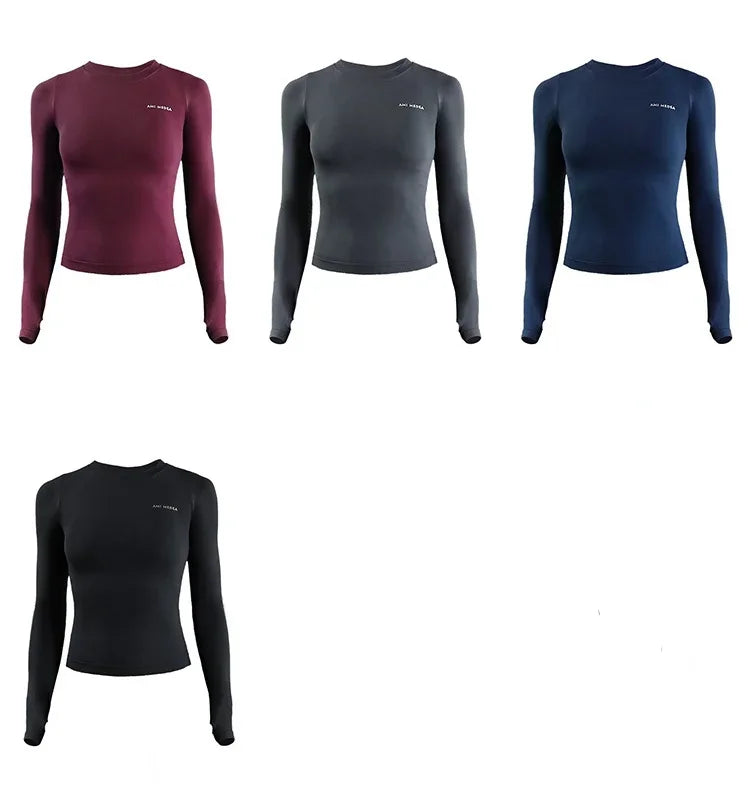 Women Yoga Long Sleeve Top Breathable Quick Dry Polyester Spandex